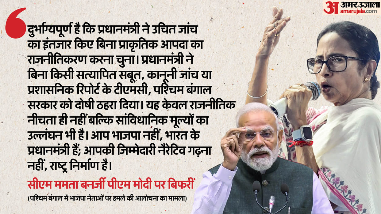 CM Mamata Slams PM Modi politicise natural disaster Unfortunate BJP leaders in West Bengal