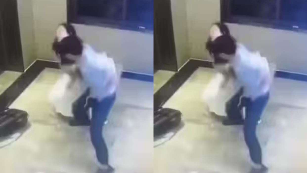 A man jumped from a building in anger after a fight with his girlfriend breaking the glass and jumping