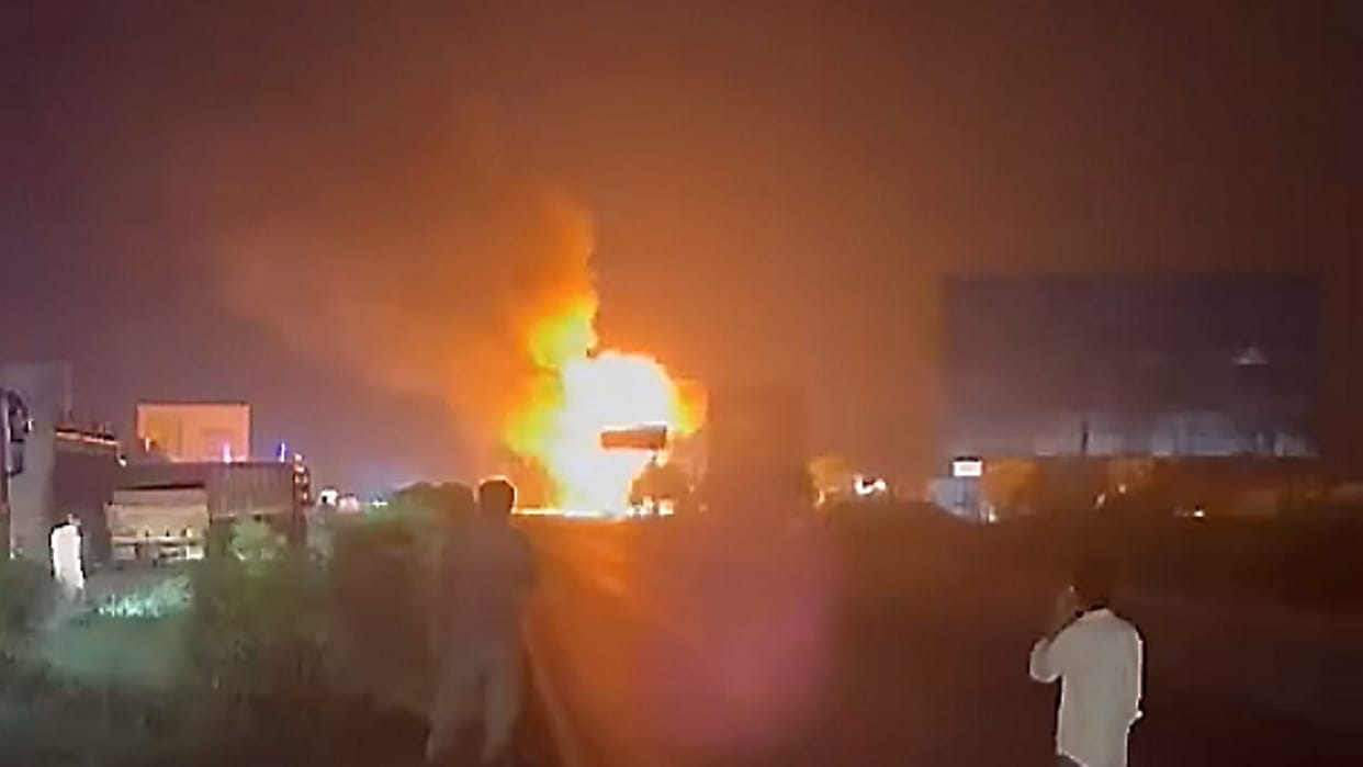 Truck carrying LPG cylinders catches fire after collision on Jaipur-Ajmer highway
