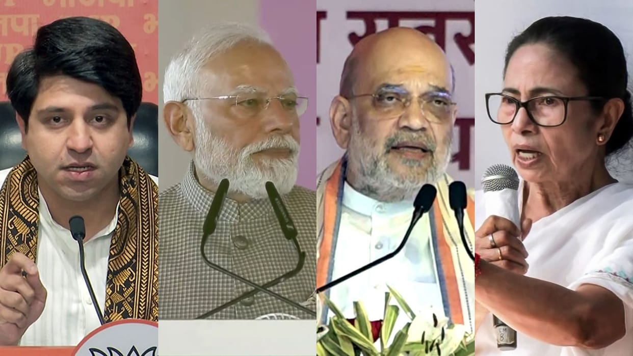 BJP vs TMC CM Mamata says Amit Shah behaving like caretaker PM cautions Modi BJP poonawalla question on Bengal