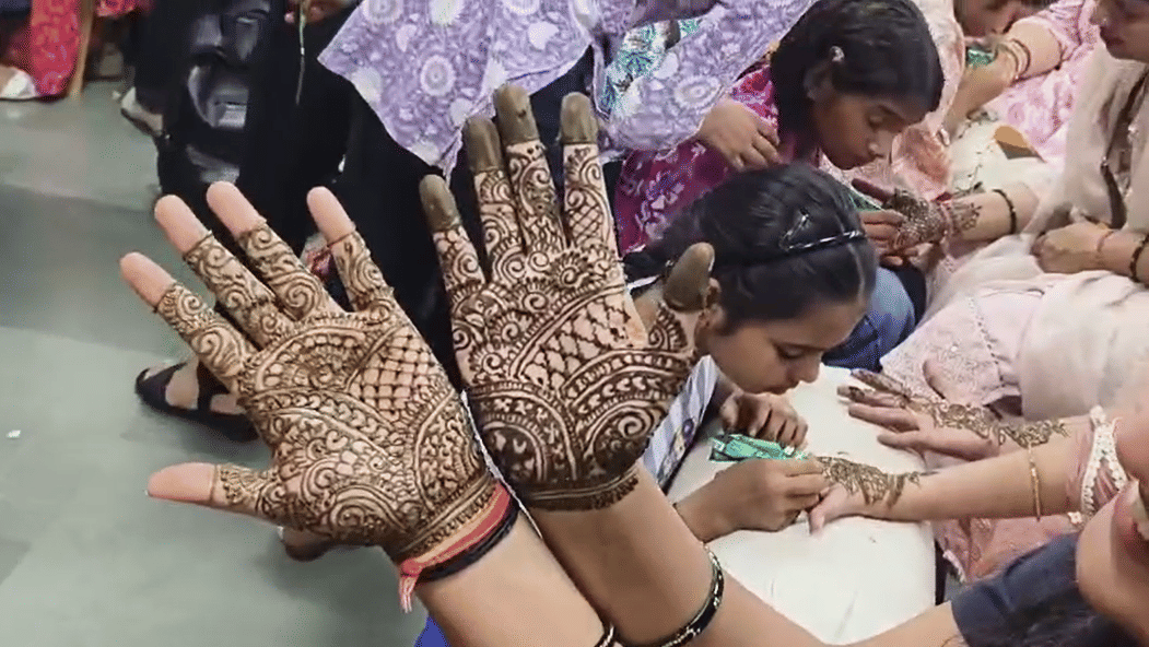 free mehndi festival organized in noida sector 122 before karva chauth festival