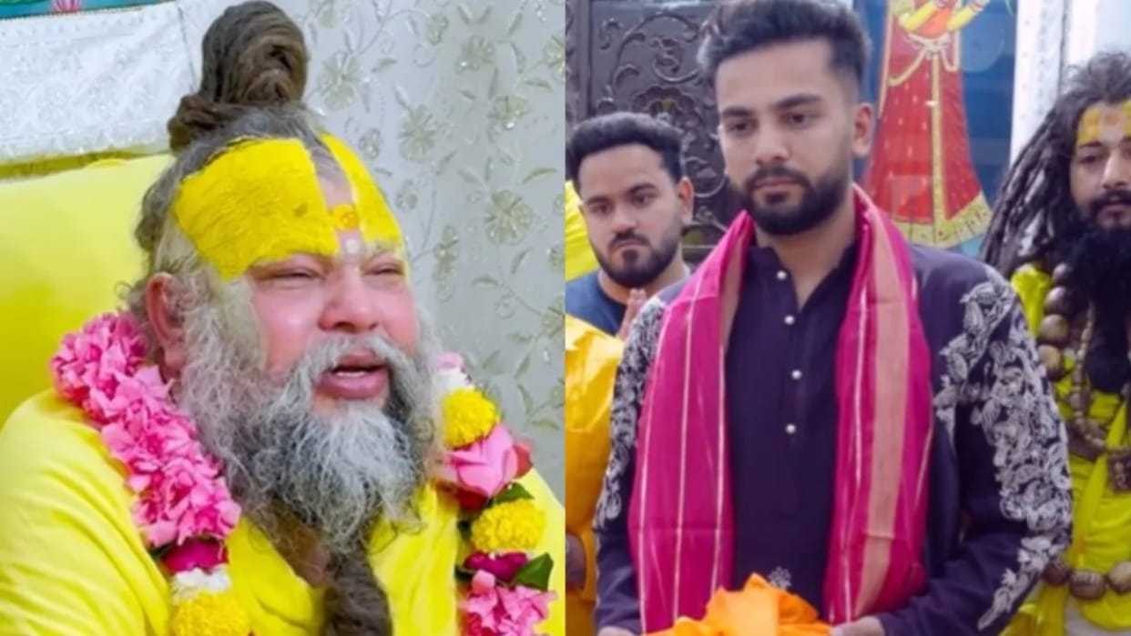 elvish yadav meets premanand ji maharaj promises to chant radha name
