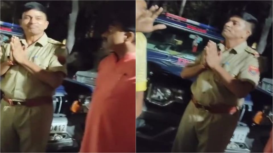 police officer ran away with folded hands after family members created ruckus in police station in mainpuri