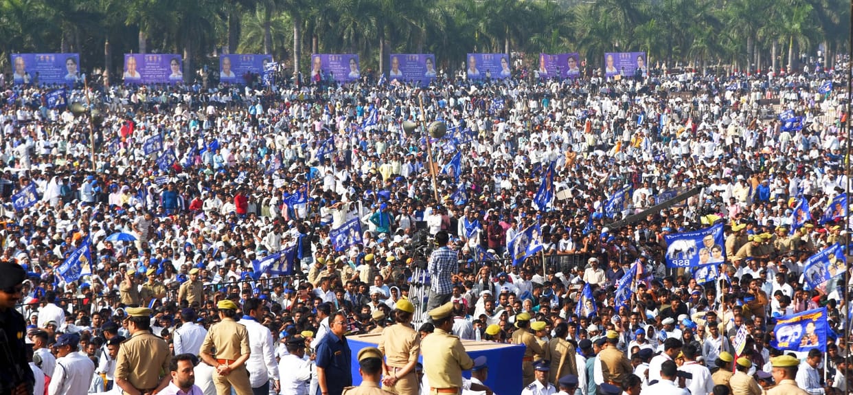 Mayawati's magic: The ground was packed at 4 a.m., she spoke for 66 minutes; the crowd was estimated to be ove