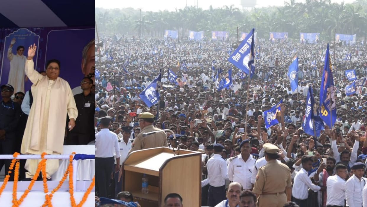 Mayawati criticizes SP and Congress in Lucknow rally.