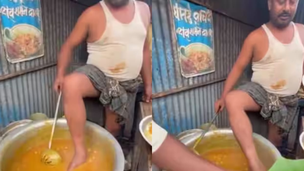 A man was seen making chole by putting his foot on a boiling pan people were left stunned AI Video Viral