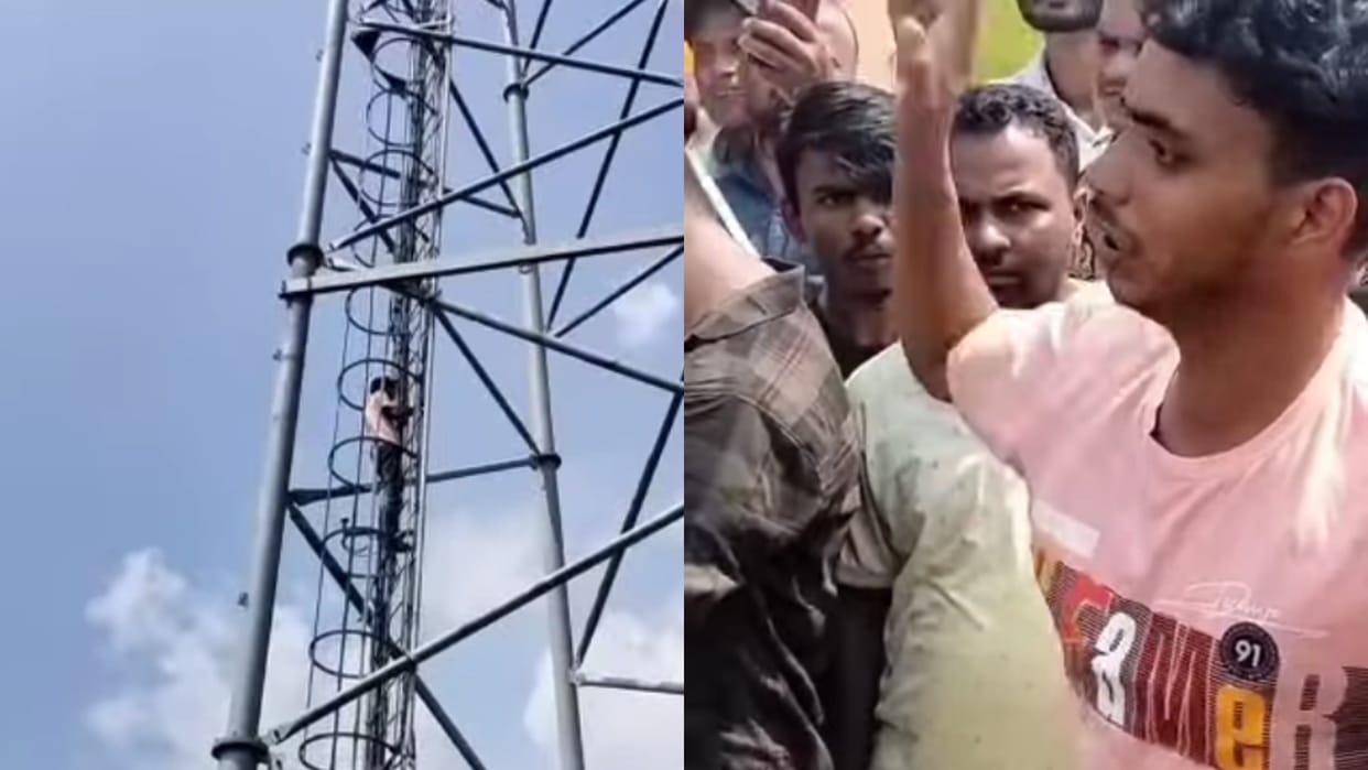 Husband climbs tower to commit suicide after wife does not cook his favourite meal Video goes Viral