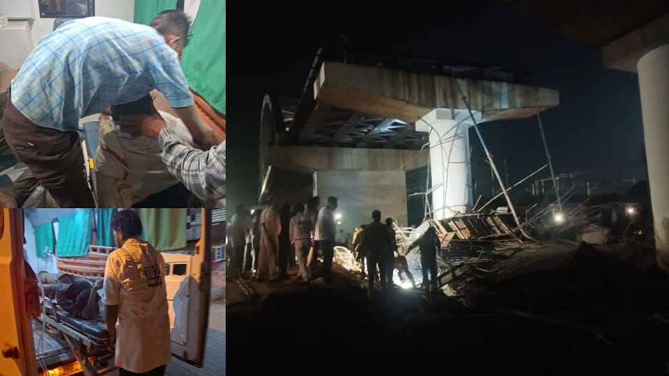 Under-construction railway overbridge collapses in Tundla in Firozabad
