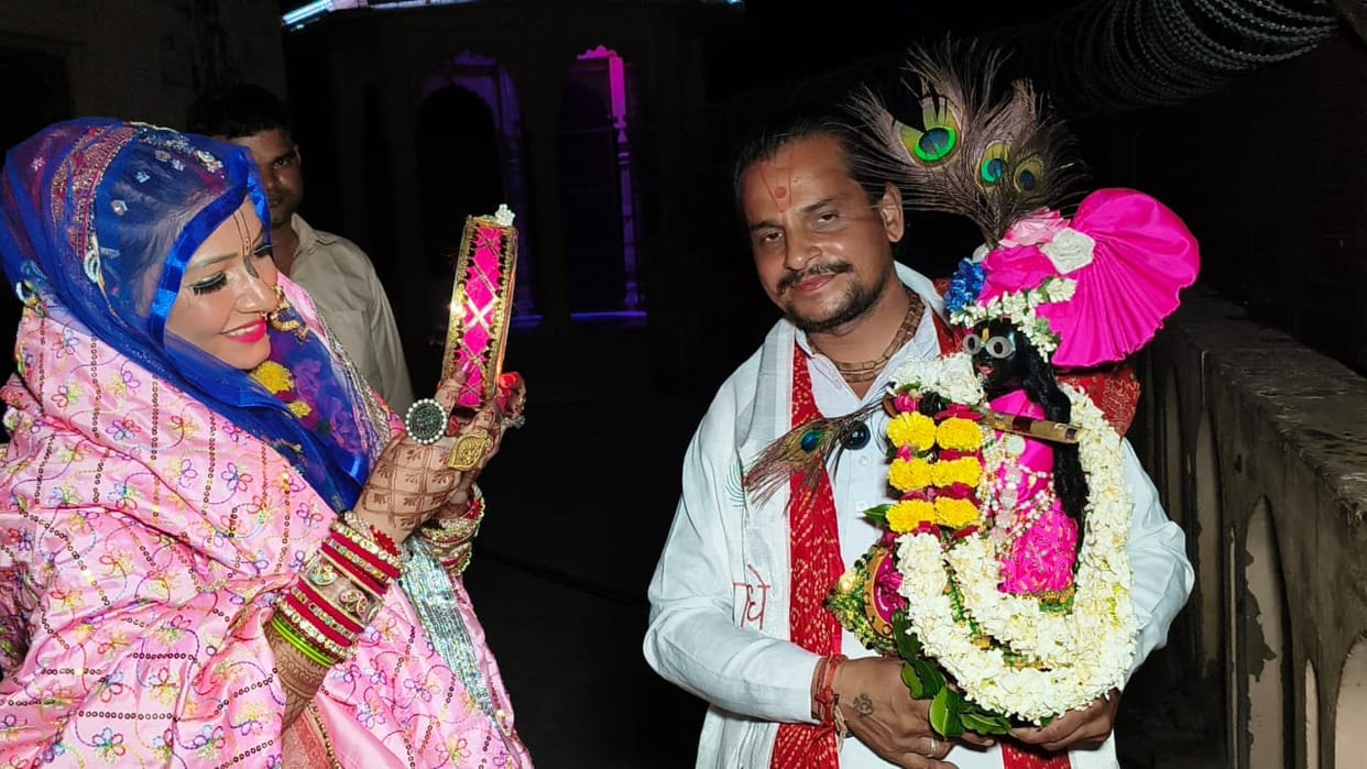 Indulekha observed the Karwa Chauth fast for Banke Bihari