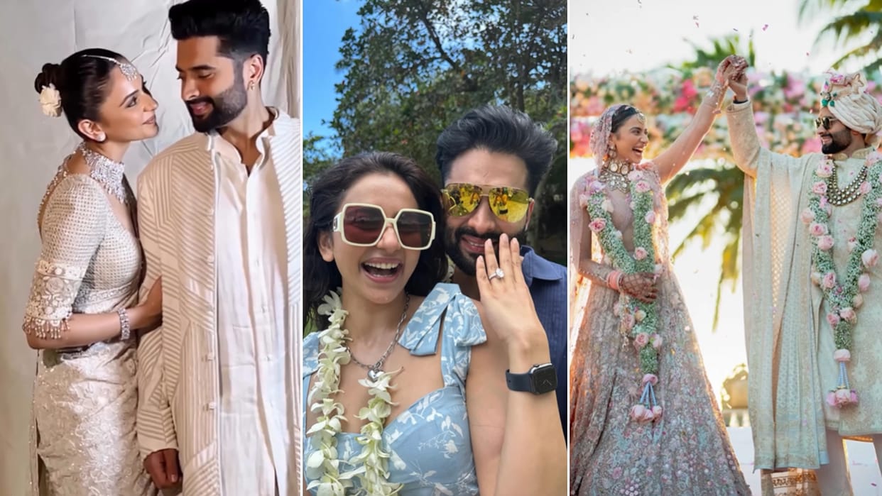 rakul preet singh 35th birthday jackky bhagnani share proposal marriage reception photos
