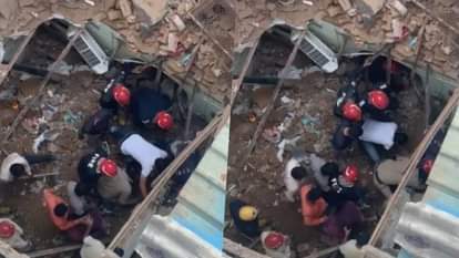 उत्तम नगर में तीन मंजिला मकान भरभराकर गिरा