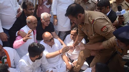 Lucknow Congress state president Ajay Rai stopped police meet family Hariom Valmiki in Rae Bareli