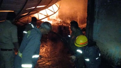 Kanpur Fire Massive fire at L&T warehouse goods worth around Rs 10 crore destroyed no casualties reported