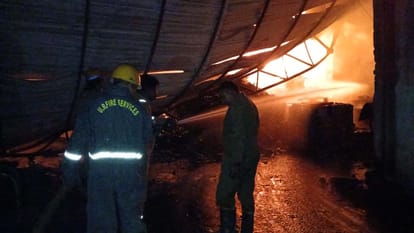 Kanpur Fire Massive fire at L&T warehouse goods worth around Rs 10 crore destroyed no casualties reported