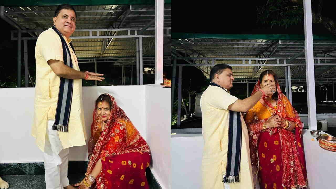 CM Dhami celebrated Karwa Chauth wife Geeta Dhami Other politicians also celebrated festival see pictures