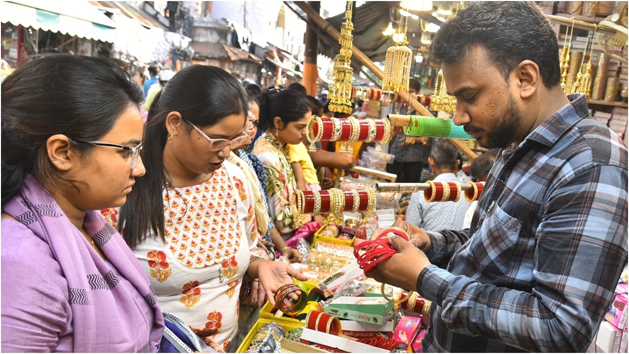 Markets are abuzz with festive spirit with shopping in full swing on karwa chauth