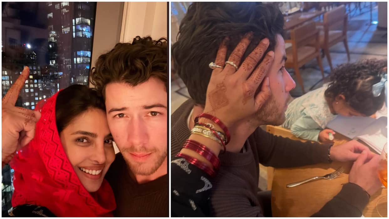 Priyanka chopra celebrates karwa chauth in new york nick jonas gives her surprise