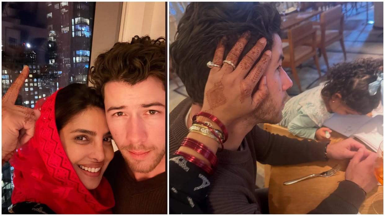 Priyanka chopra celebrates karwa chauth in new york nick jonas gives her surprise