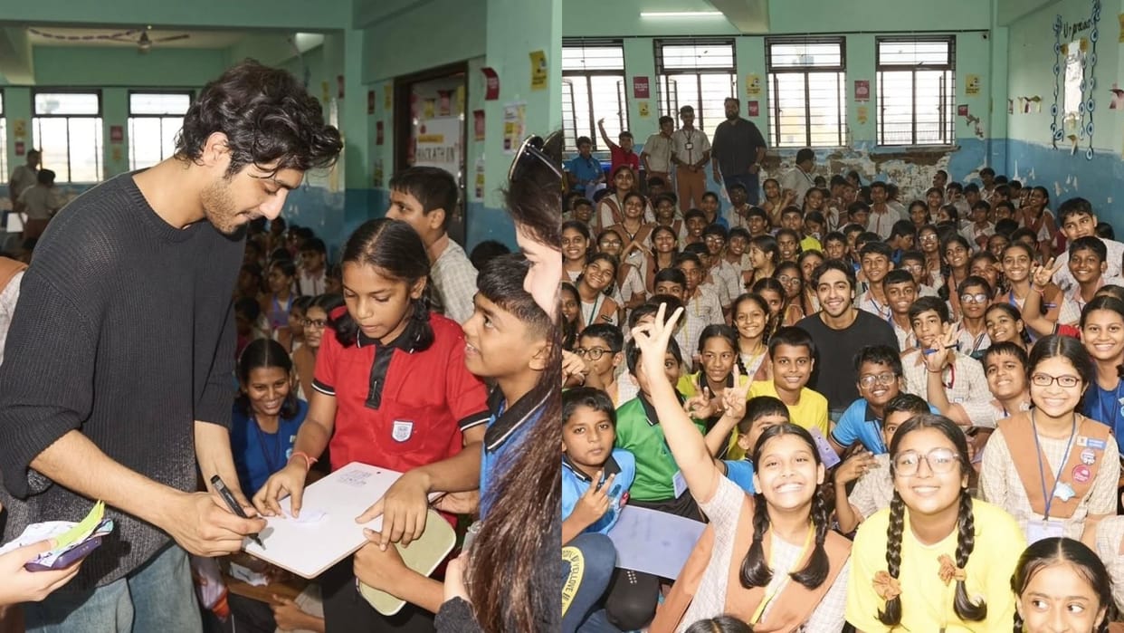 Ahaan Panday Visits Mumbai School play with children Photos and Video goes viral