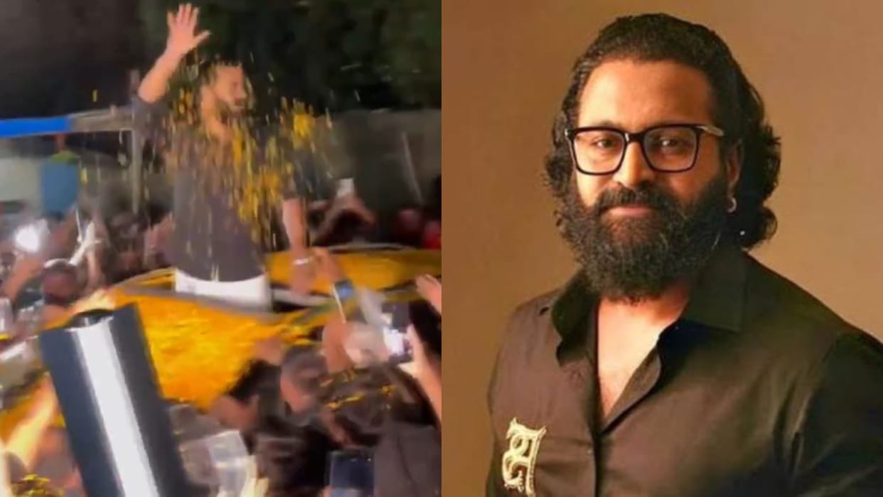 Rishab Shetty surprises fans during Kantara Chapter 1 screening at Gaiety Galaxy