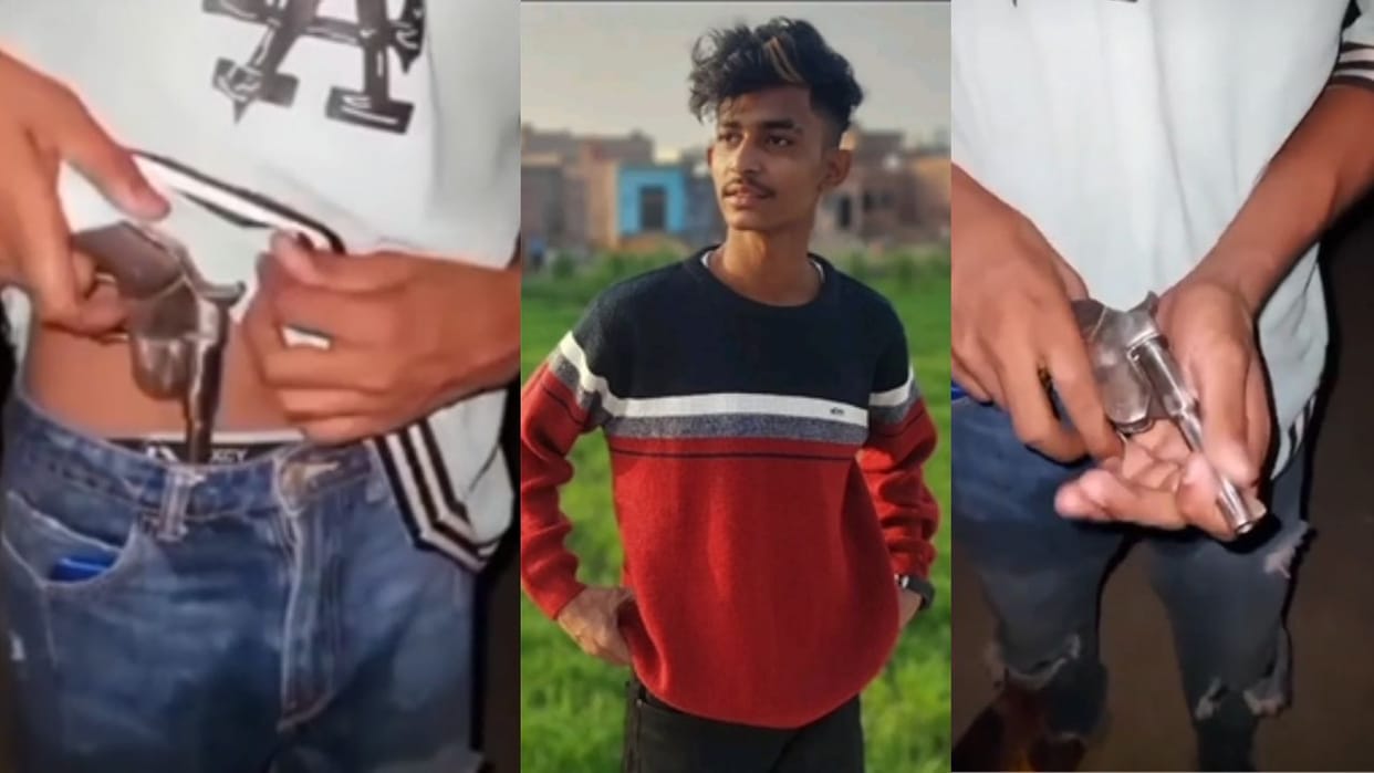viral video of youth with illegal pistol in bulandshahr
