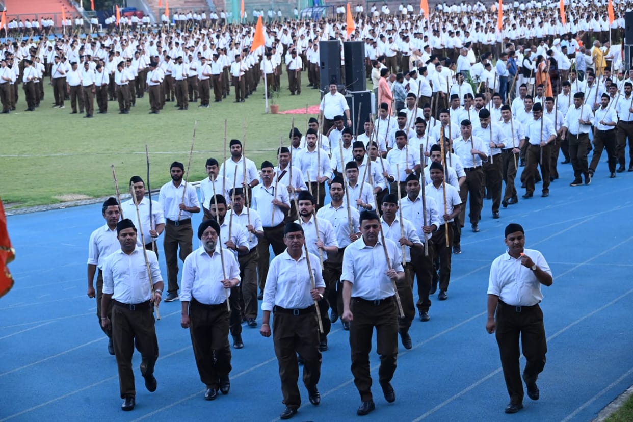 MP News: Grand procession in the capital on the centenary year of the Sangh, thousands of volunteers increased