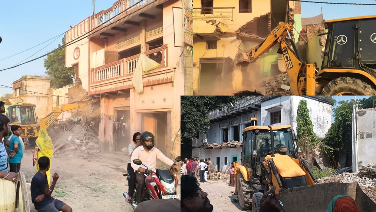 Bulldozer action in Varanasi many houses demolished on Markandeya Mahadev Temple Road