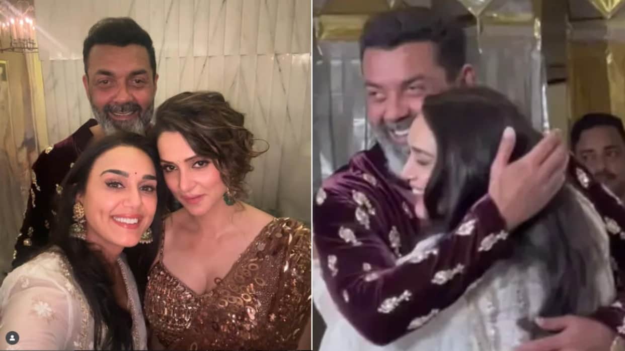 preity zinta bobby deol tanya deol honeymoon memories at manish malhotra diwali party
