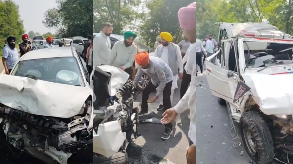 Minister Harbhajan Singh ETO convoy vehicles accident in Gurdaspur 5 injured