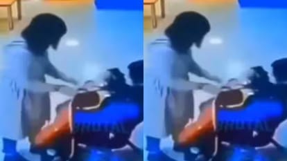 पिता ने महिला टीचर को खूब मारा