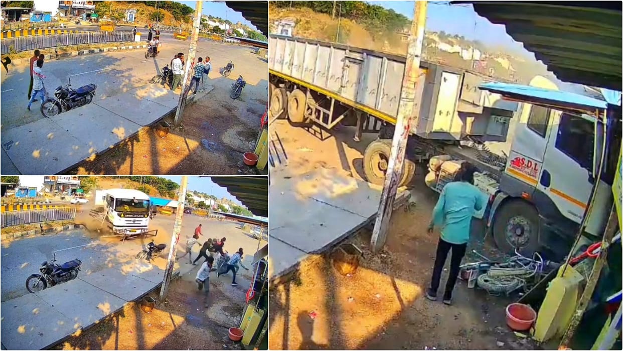 Rajsamand Accident: Uncontrolled trailer rams into tea stall, one injured; accident was captured on CCTV