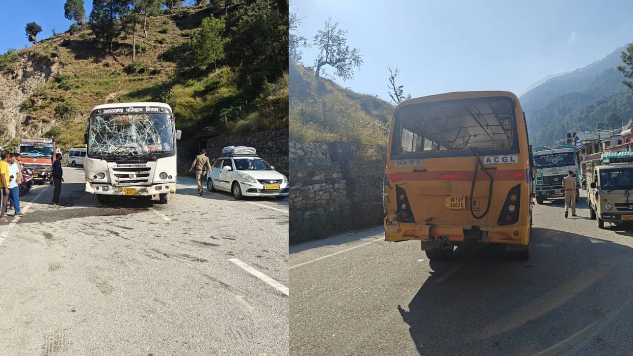 Roadways bus and school bus collide near Yamunotri Highway children injured Uttarkashi News