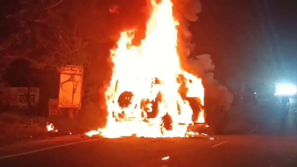 Two cousins burnt alive as their Fortuner car catches fire after colliding with a truck in Delhi