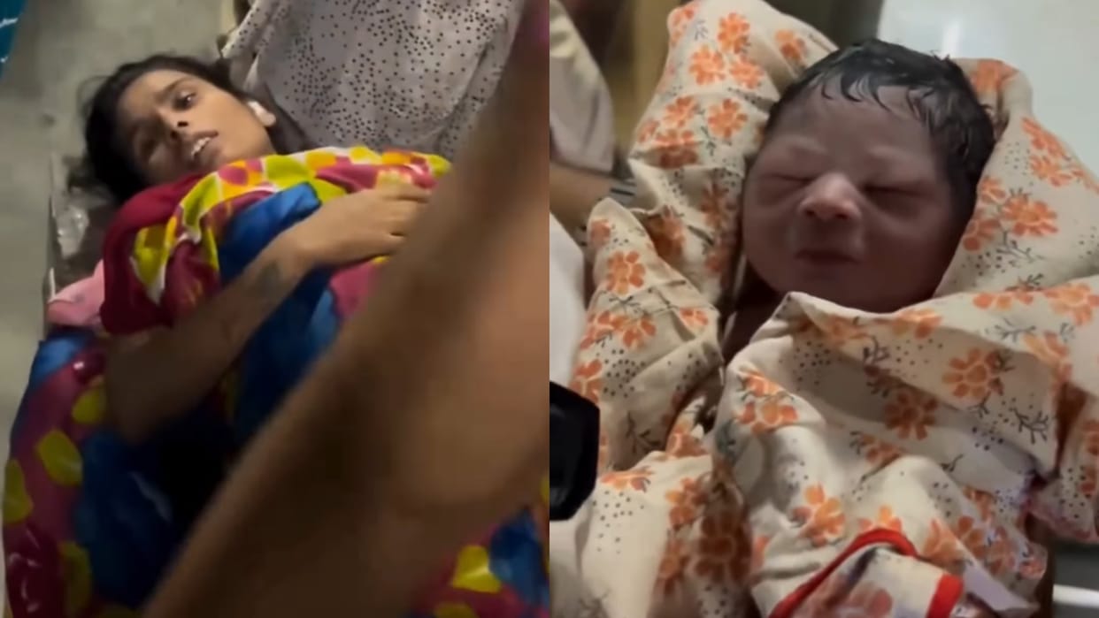 Woman was suffering from labor pains on the platform person helped her deliver the baby Video Viral