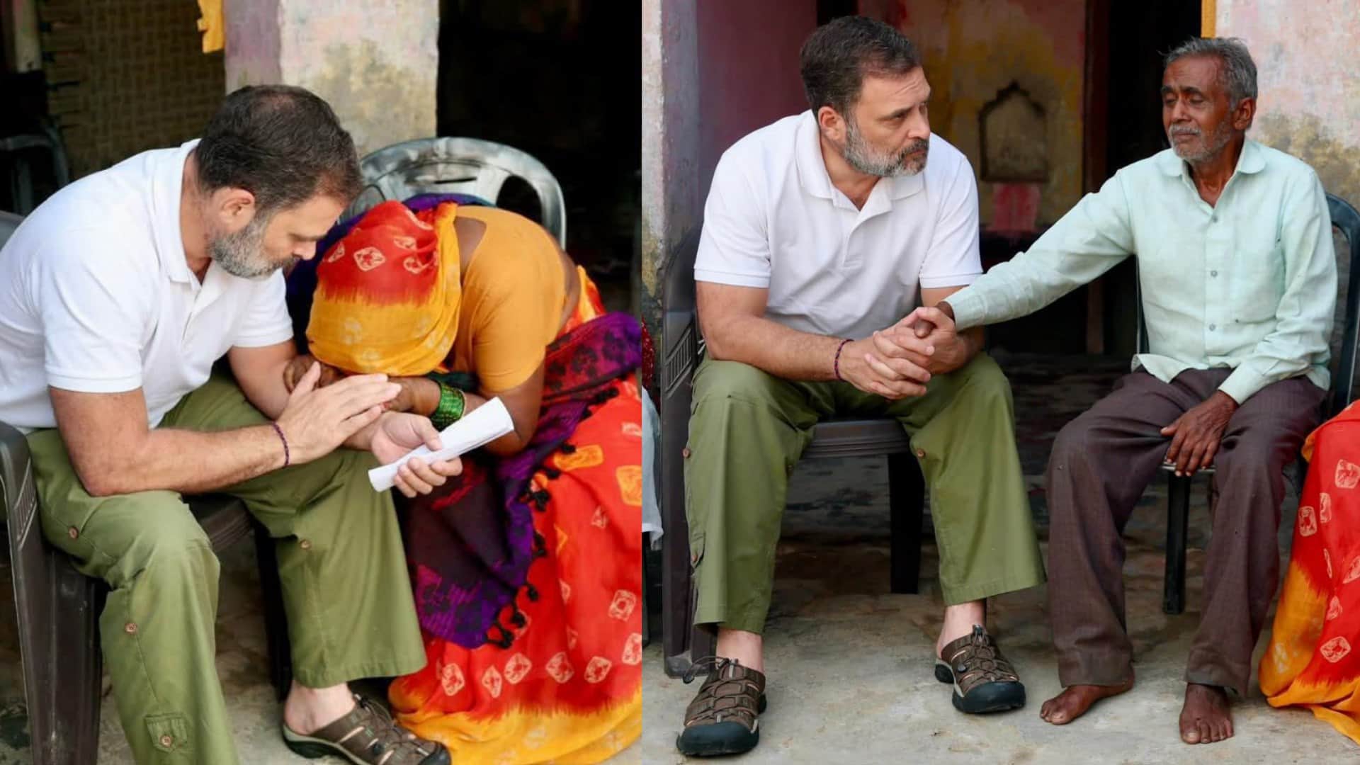 UP: Rahul Gandhi meets Hariom's family, consoles them and assures them of help, photos