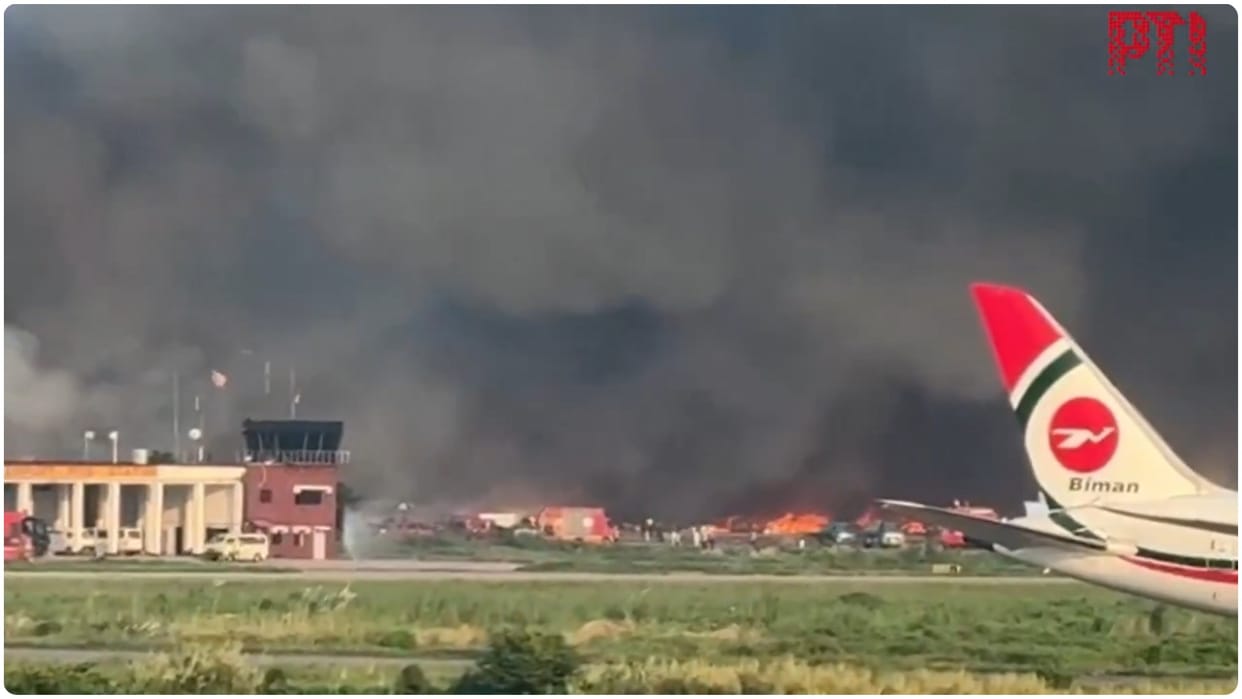 Fire breaks out at cargo terminal of Hazrat Shahjalal Int'l Airport in Dhaka, Bangladesh. All flight suspended