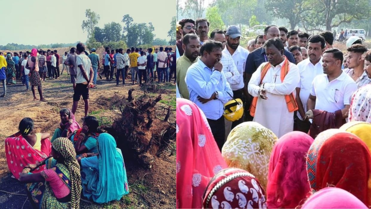 two women injured during lathi charge in amgaon mines in surajpur at chhattisgarh