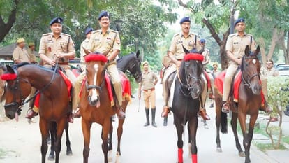 Kanpur: Police officers on horseback kept an eye on troublemakers, interacted with shopkeepers and traders