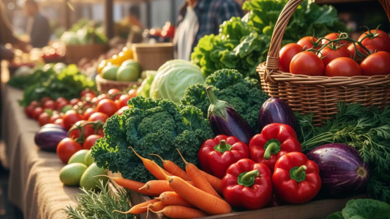 Health Fresh vegetables fruits and nuts are good for health goals can reduce the risk of high blood pressure