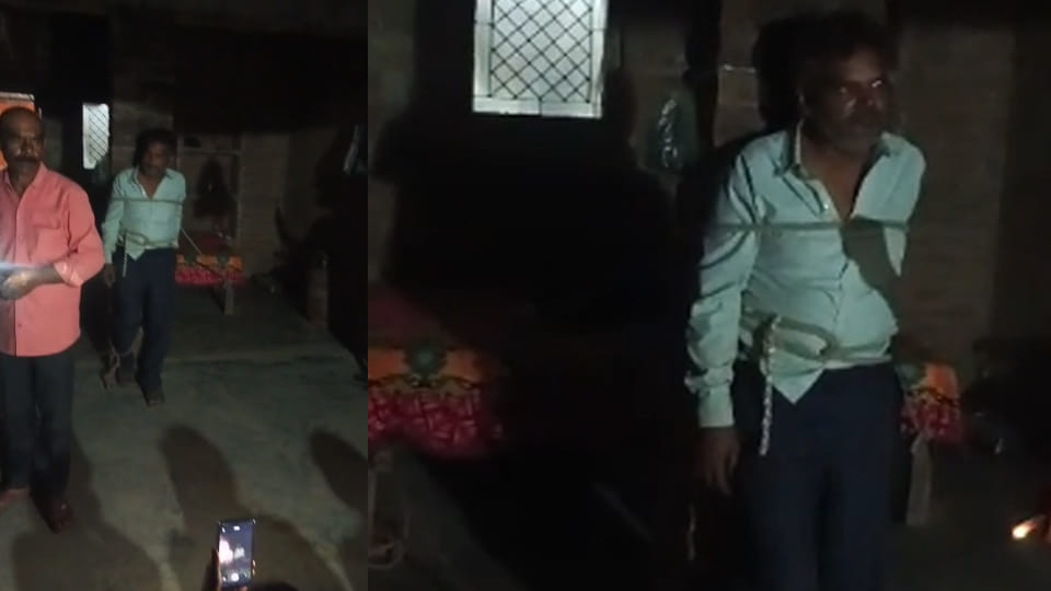 Auraiya: Video of husband tied to a pole at in-laws' house goes viral