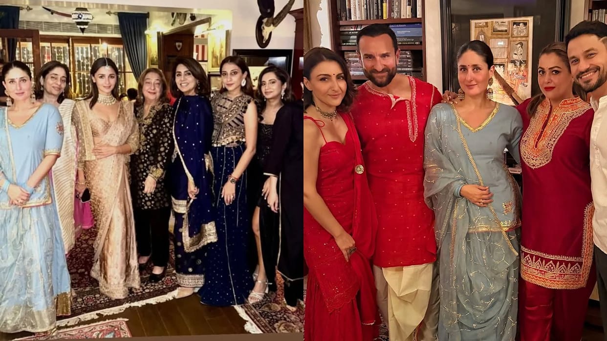 Kapoor Family and Pataudi family celebrate Diwali Kareena and Saif Ali Khan gives pose