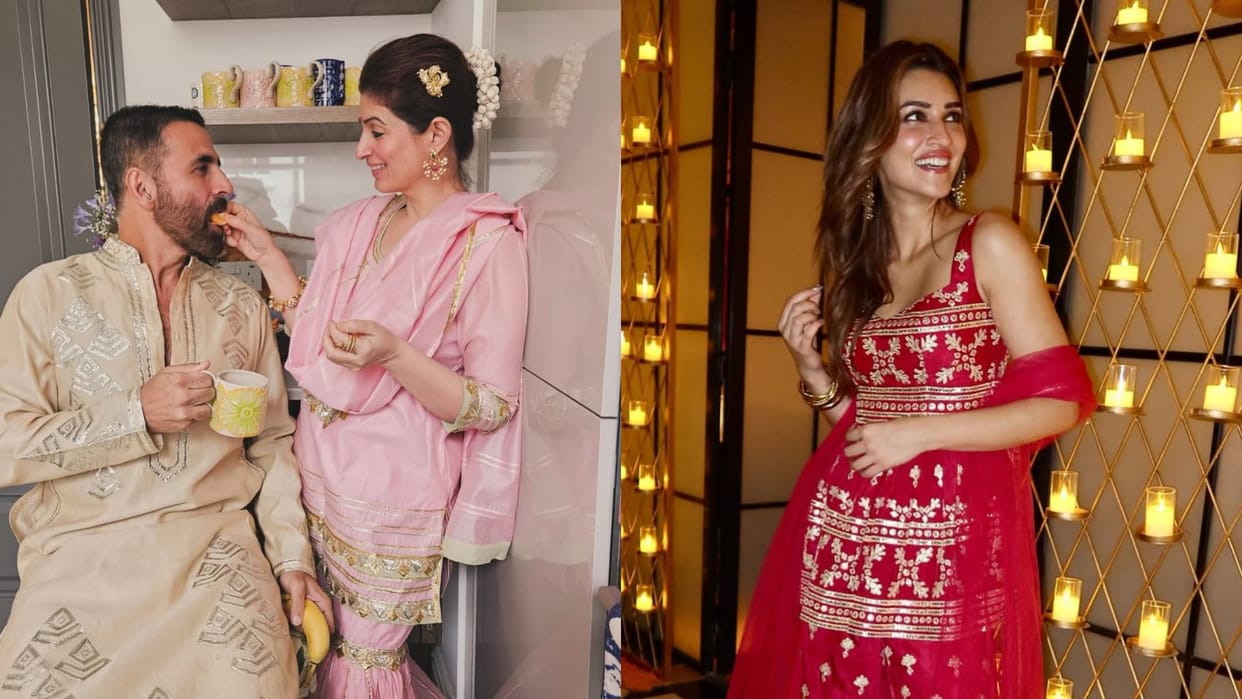 Akshay Kumar Twinkle Khanna and Kriti Sanon celebrate Diwali in his own way