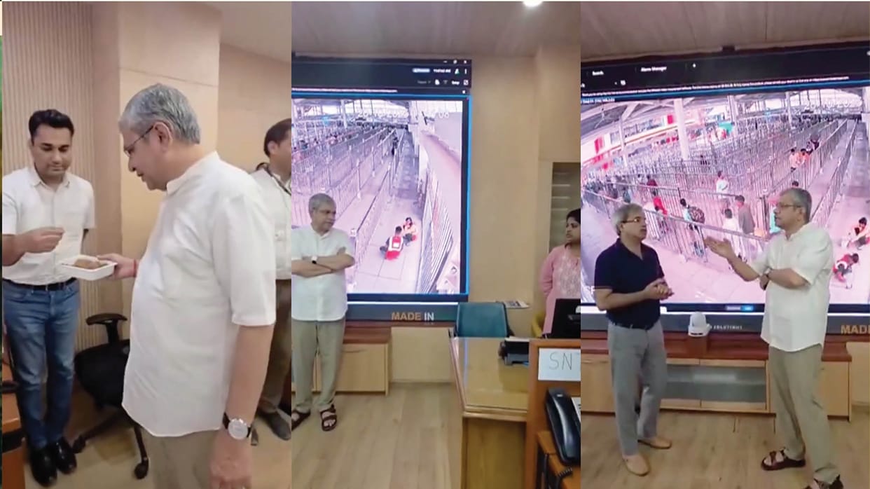 Rail Minister Ashwini Vaishnaw reviews passenger movements at stations from Rail Bhawan's monitoring room