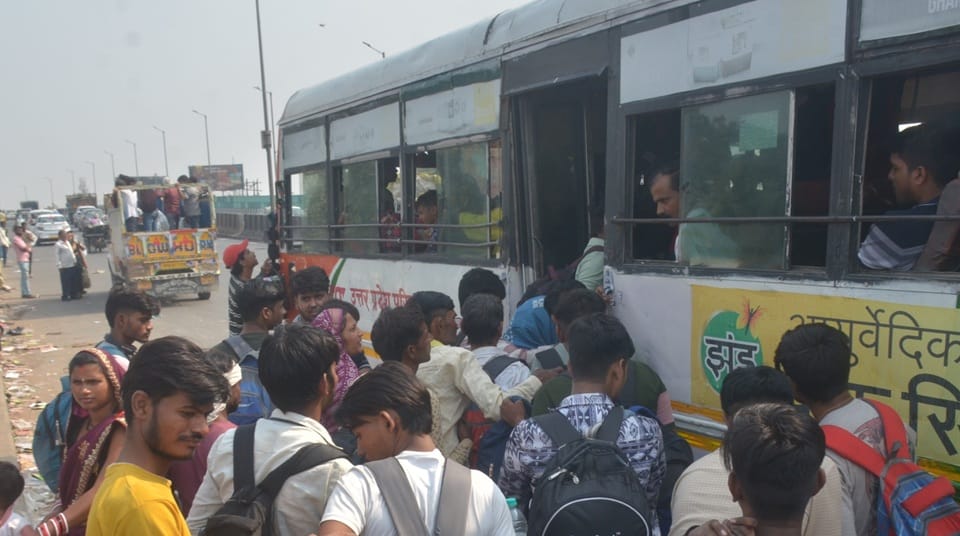 Diwali Rush Chaos: Trains Packed Beyond Capacity Passengers Ride on Bus Roofs to Reach Home