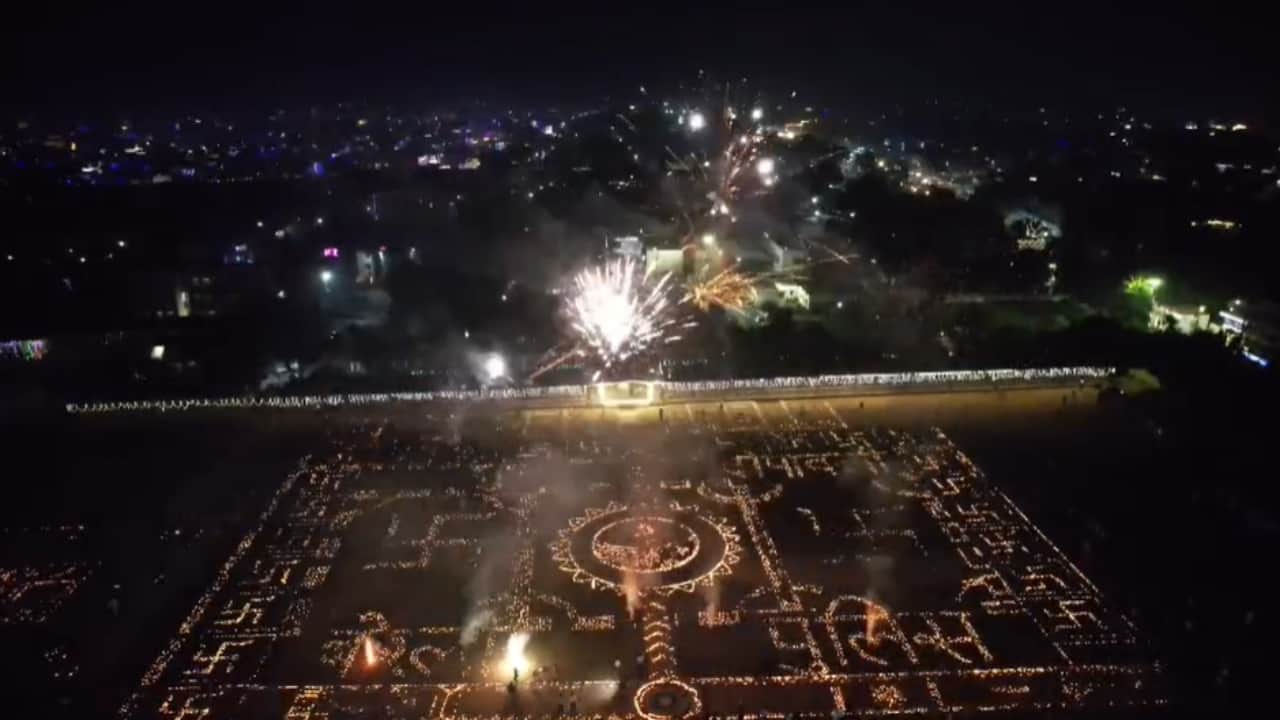 Bareilly Police Lines lit up with 55,000 diyas on Diwali