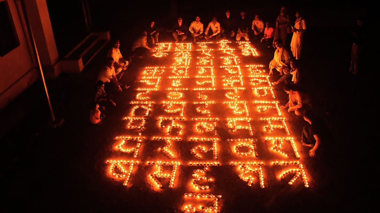 Diwali 2025 13 vowel and 36 consonant lamps lit in literary arena unique celebration of festival