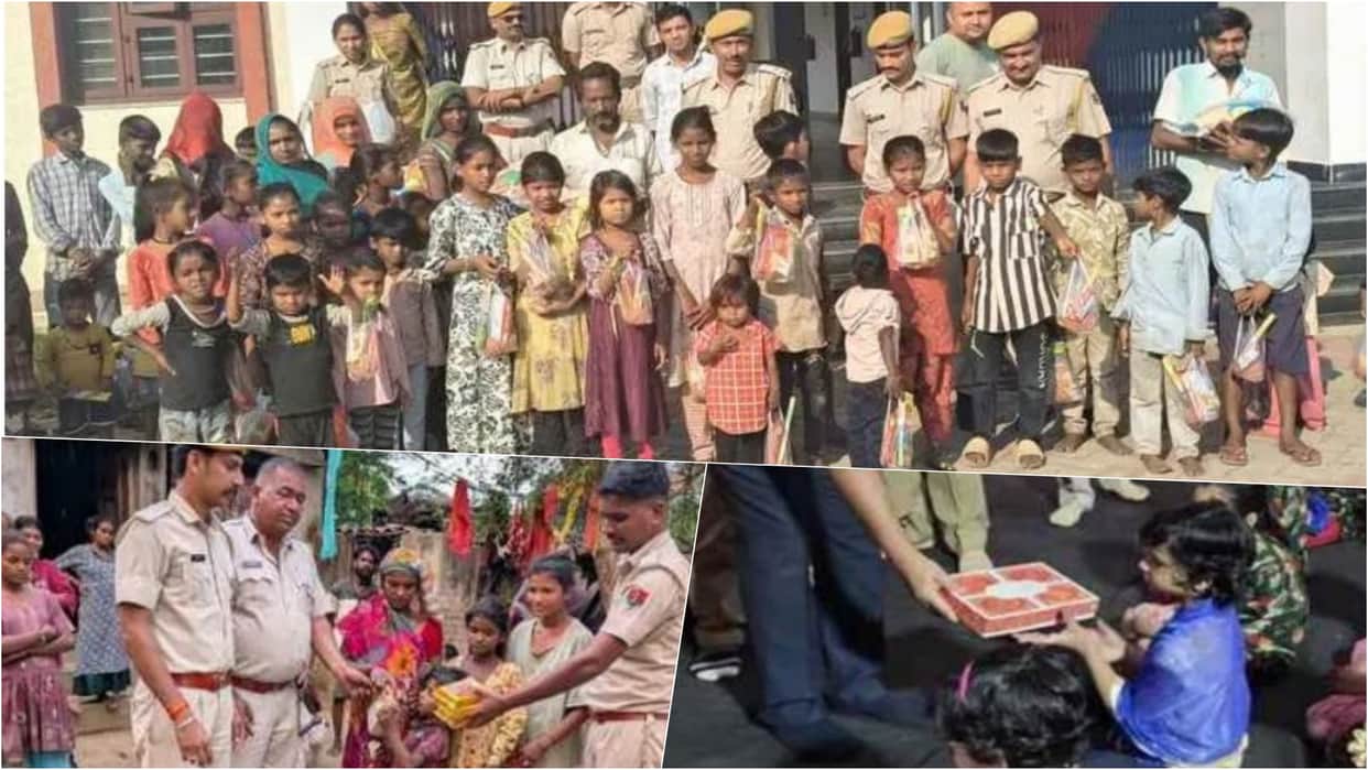 Banswara News: Sweetness Drive by Police Spreads Diwali Cheer, Gifts and Sweets Bring Smiles to Children's Fac