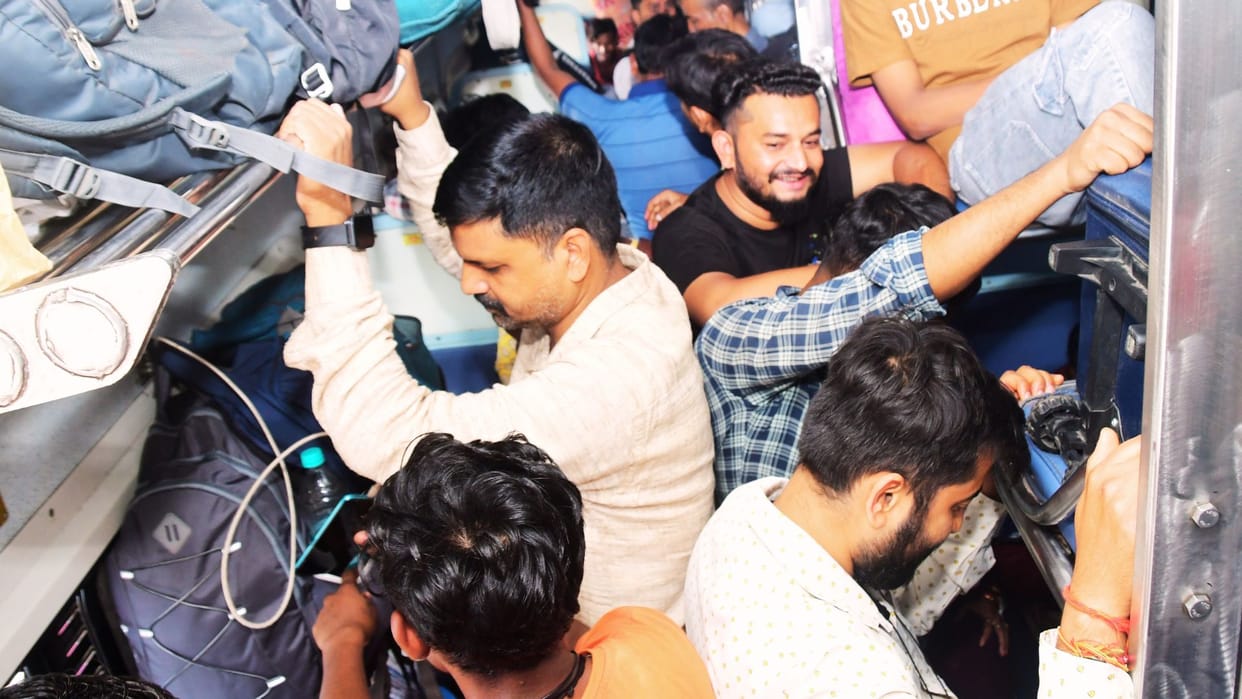 train was spotted people rushed for seats even gallery was empty airports and buses were crowded expected