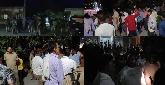 Kannauj Chaos in Vishungarh Mob surrounds police station  police officer injured in stone pelting