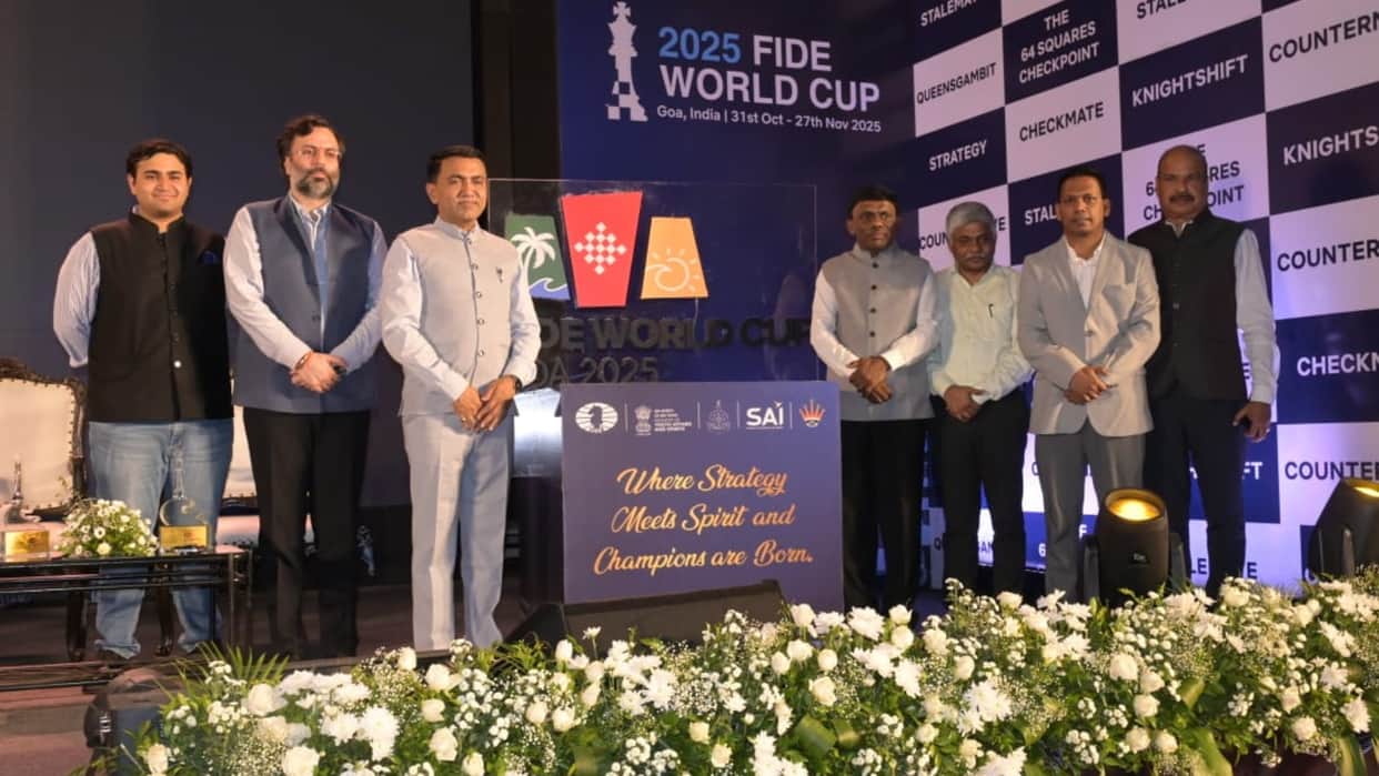 Goa Chief Minister Pramod Sawant launched the logo and anthem for the 2025 FIDE World Cup Chess Championship
